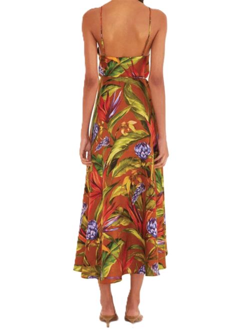 florart brown midi wrap dress Farm Rio FARM Rio | 35896426043 FLORART BROWN